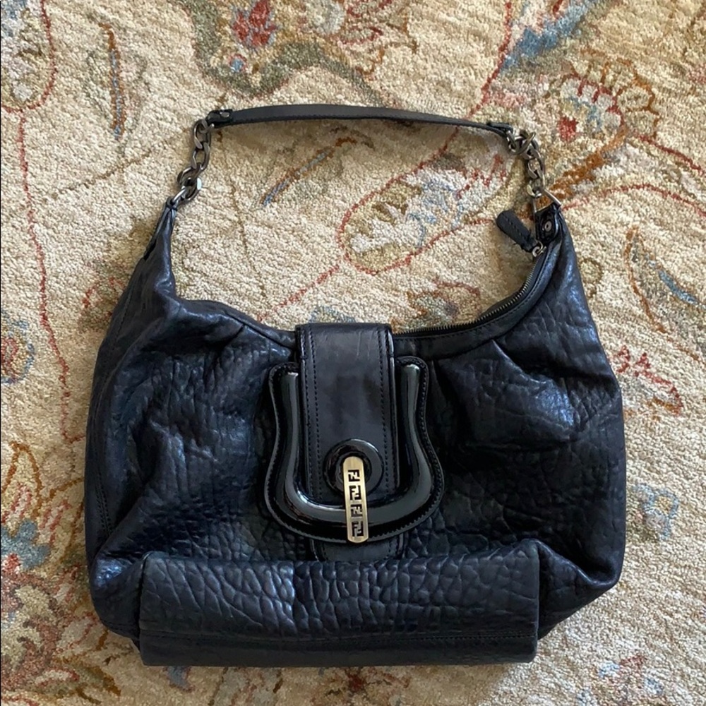 Fendi Soft black leather hobo bag